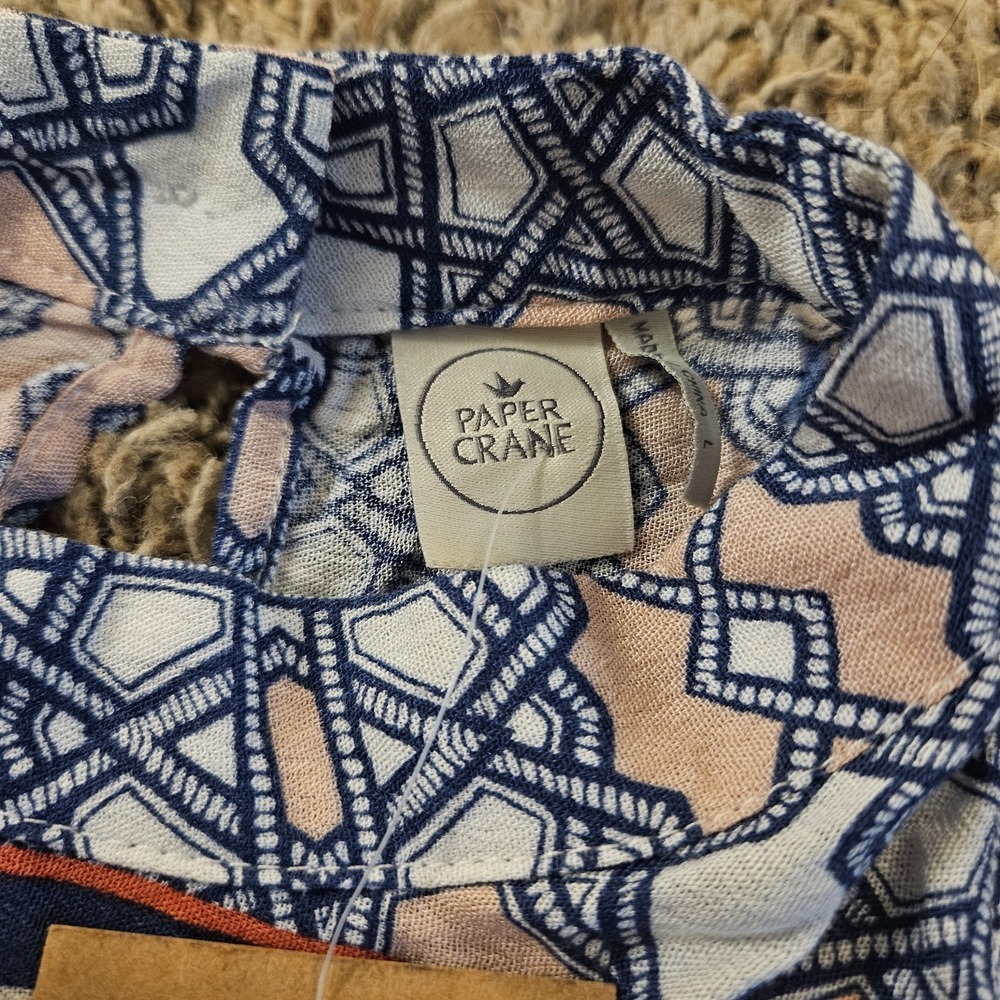 Paper Crane Womens Size Large Blue Pink Orange Floral Flowy Tank Top Blouse NWT - Picture 5 of 7